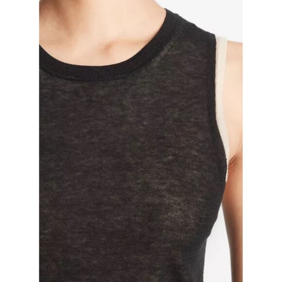 VINCE NWT Double-Layer Knit Shell Black/oat Sand Combo Size Small - Picture 4 of 6